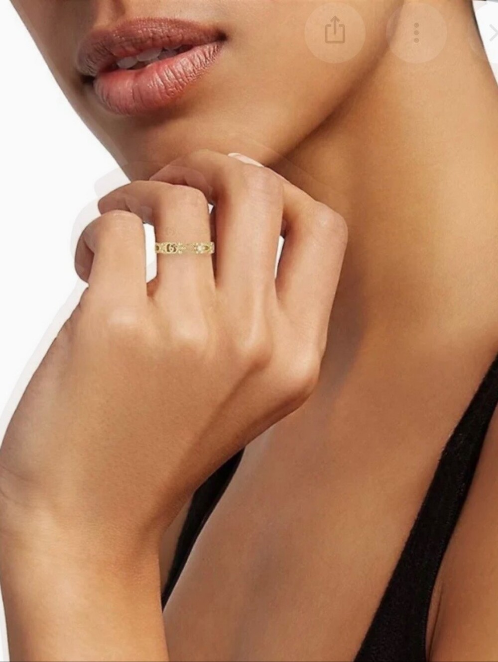 GG Fashion Jewelry Gold-Tone Filigree Ring with Interlocking Motif